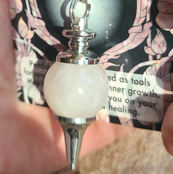 ROSE QUARTZ Crystal Pendant Pendulum Chakra Love Stone 30" Chain Silver Necklace - Picture 7 of 8